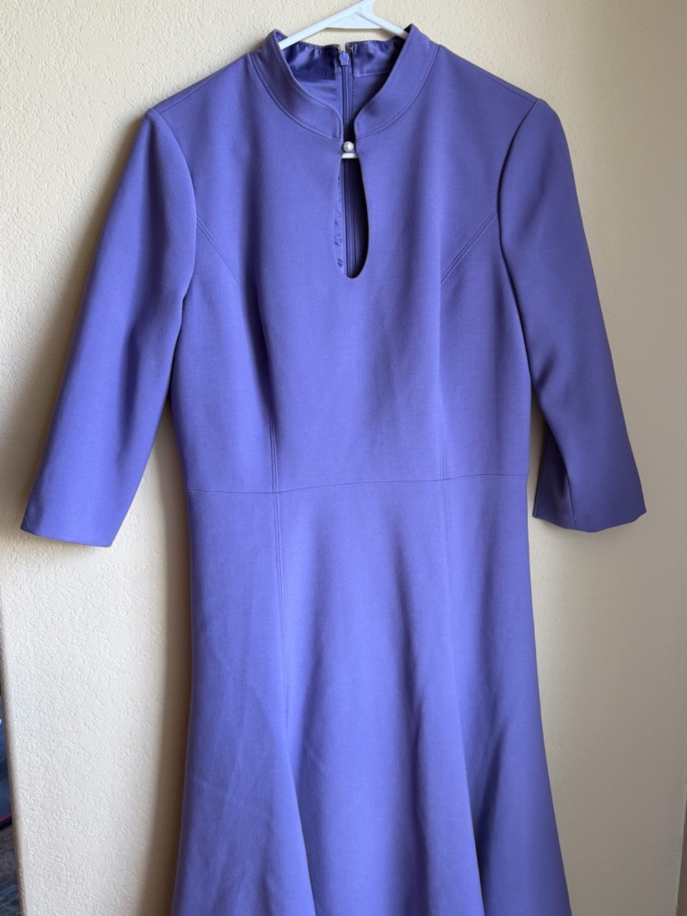 White House Black Market Lavender Fit-and-Flare Dress with front Keyhole Detail